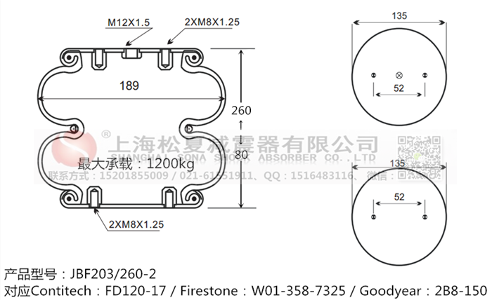 JBF203/260-2橡膠<a href='http://www.iiidddccc.cn/' target='_blank'><u>空氣彈簧</u></a>